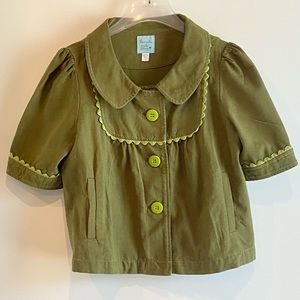 Urban Outfitters Kimchi & Blue peter pan collar top with ric rac trim, buttons.